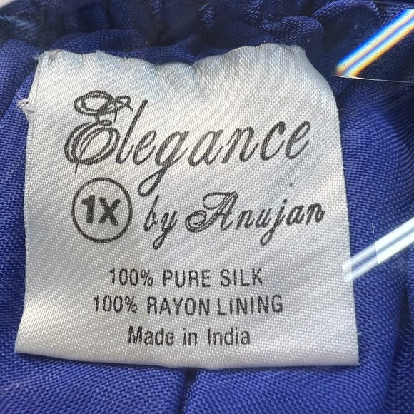 Vintage Elegance by Anuja Blue A Line Sequin and Beaded 100% Silk Skirt M - Picture 4 of 12